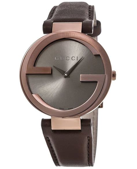 gucci interlocking brown strap women's watch model ya133309|gucci interlocking 37mm leather strap watch ya133309.